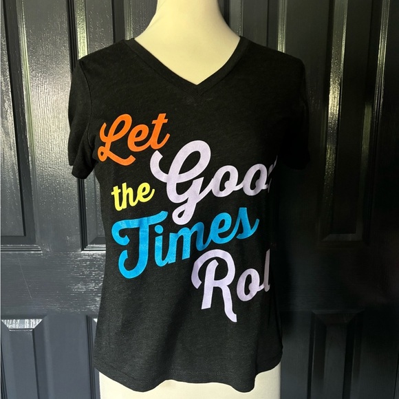 Let The Good Times Roll V-neck Tee - Picture 1 of 5